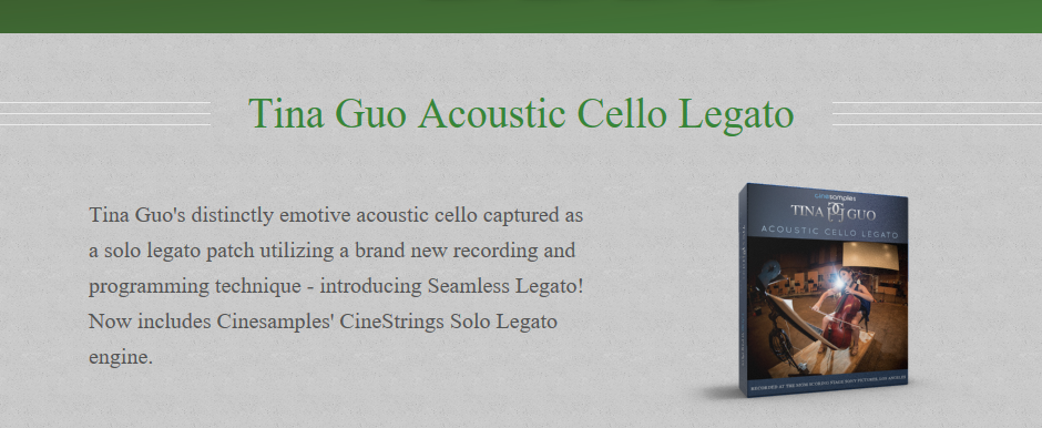 冬之旅独奏大提琴音色Tina Guo Acoustic Cello Legato KONTAKT音源